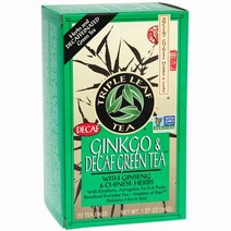 Triple Leaf Teas Ginkgo Decaffeinated Green Tea with Ginseng Chinese Herb 20 티백