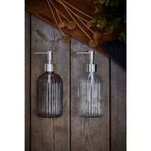 폴리에라드 400ml 라인 글라스 유러피안 욕실 주방 디스펜서 핸드워시통 용기, 라잇그레이