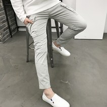 용된다 남자 절개 카고 빅사이즈 밴딩 슬림핏 면바지