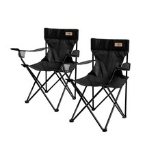 K4camp 손잡이 접이식 캠핑의자 대형 블랙 2개, 단품