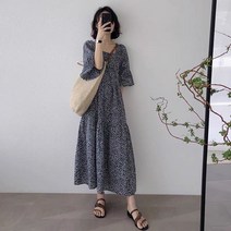여름 꽃무늬 단팔 원피스 빅사이즈 원피스 루즈핏