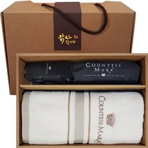 송월 타올우산 세트 결혼 칠순 조문답례품 명절 추석 선물, 혼합색상, 1세트