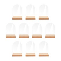 GHSHOP 나무 스탠드 홀더가있는 10x 투명 아크릴 장소 카드 손님 이름 승화 diy 좌석 차트 카드 결혼식 피로연을위한, 아크릴 나무, 분명한