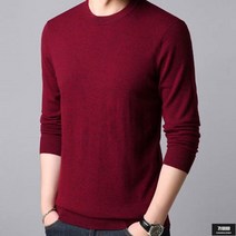 가바바 남성 가을 니트 어디에 입어도 깔끔한 단색 얇은 라운드 긴팔티 G55602