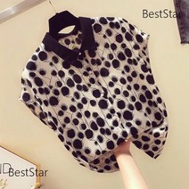 BestStar 도트 시폰 상의 여 반팔 여름 패션 블라우스