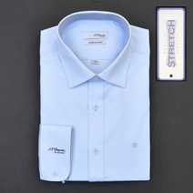 듀퐁셔츠 SE3SM22LS762SBU 컴포터블 라인 도비 짜임 카라 배색 소매 로고 스트레치 슬림 핏 스판 셔츠