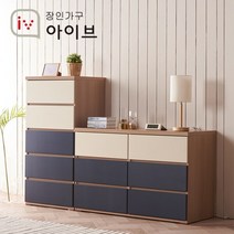 [장인가구] 유니코 이오스 서랍장 세트(1200 3단+600 5단), 색상:아카시아+네이비
