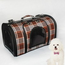 브라운 체크 투어백 이동가방.더 케이 펫