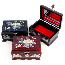 한지굴림 매화나비목단 꽃보석함 15센티, 적색