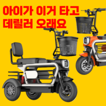 퀄리티스토어 접이식 세발 전기 자전거 삼륜 2인용 노인 펫바이크 배달용 전동 스쿠터 48V, 블랙 등받이 20A 45km