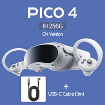 Pico 4 VR 헤드셋 올인원 가상 현실 메타버스 및 스트림 게임용 4K + 디스플레이 3D 안경, 06 8 256GB 5m Cable