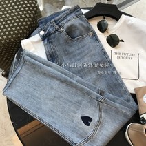 여성의류청바지 전문점 철회함 잔품 거물급 일자 9부 팬츠 얇은 봄 여름 2553227790