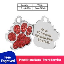 강아지네임택 개를 위한 맞춤형 주소 태그 Id 새겨진 목걸이 고양이 이름표 애완 동물, 08 red dog tag