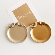 갓샵 프렌치 엔틱 빈티지 리본트레이 2type [골드 원형 미니 악세사리 주얼리 반지 촬영소품 캔들받침 트레이], 골드