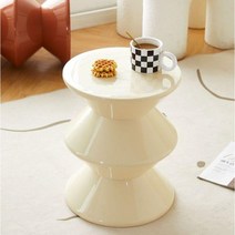 모래시계 웨이브 체어 협탁 사이드테이블 의자 스툴, 크림