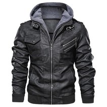 바이크자켓 Mens PU Hooded Jackets Coats Motorcycle Faux Leather Jacket Men Classic Winter warm hoodies Cl, [05] XXXL, [02] Dark Gray