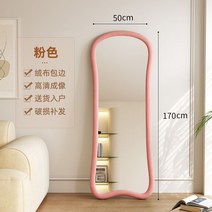 전신 거울 가정용 바닥 플란넬 천 거실 피팅 침실 특수 모양 드레싱 프랑스 고급 감각 대형, 핑크 50cm x 170cm 벽에