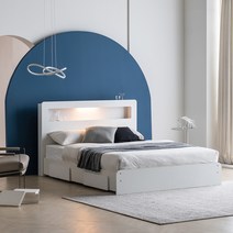 프린홈 멜로우 LED 스탠다드 서랍침대 (매트제외), 화이트