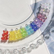 [1개]고리형 17X11mm 자개 스몰 곰돌이 실버 하리보 비즈공예 곰젤리 목걸이만들기, 레몬GP90