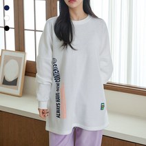 빅걸스토리 여성 빅사이즈 디자인 나염 기모 오버핏 겨울 캐주얼 박스티셔츠