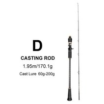 민물낚시대지깅로드 초경량 풀 카본 1.8m 1.95m PE 2-6 루어 무게 60-350G 20kgs 스피닝/캐스팅 오션 보트, 02 1.95m c CW 60g-200g