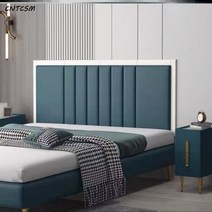CNTCSM 침대 머리맡 소프트백 쿠션 셀프 접착 어린이방 다다미 충돌방지 스펀지 벽둘레 스티커 심플 모던 침실 침대 머리받이, 셀프접착침대머리C타입-베이지프레임+피콕블루