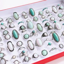 사파이어반지 블루사파이어반지 25/50 pcs/lot 빈티지 보헤미안 스타일 새겨진 청록색 반지 남성과 여성 민