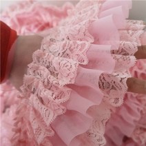 아이돌 인형옷 핫 핑크 3 레이어 pleated 쉬폰 아름다운 레이스 리본 패브릭 diy 수제 웨딩 드레스 스커트 의류 모자 인형 트림 만들기, 무니켈 화이트, 1야드