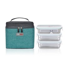 스텐락 퓨어 직사각도시락 3단 중형 스텐도시락 3단도시락 밀폐도시락 소풍도시락, 1개