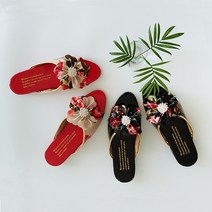 플라워 에나멜 슬리퍼 (2color), 레드