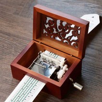 수동 오르골 DIY 크랭크 종이 뮤직 박스 30노트 15음, 01 (15톤) 소나무 풀아웃 로그