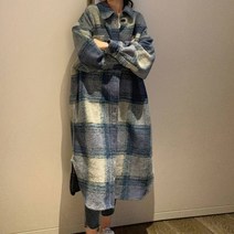 박시핏 겨울 스타일리시 체크무늬 가을 옆트임 여자코트
