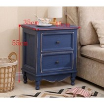 빈티지 엔틱 좁은협탁 미니 침대협탁, 빈티지블루