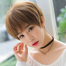 스타일 숏컷 가발 짧은 컷트 통가발 보브컷 여자 커트 머리 전체 티안나는, 초코브라운