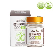 라이크트리 콘드로이친 1200 골드 미국산 곱상어연골 71% 어골칼슘 밀크칼슘 유기농 아가베 이눌린 함유 콘드로이틴 콘드로이친 분말 정, 1병, 60정