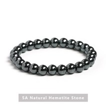 패션염주 치매팔찌 구슬팔찌 JD 천연 Shungite 돌 자기 흑연 구슬 팔찌 보헤미안 라운드 블랙 비즈 건강 관리 미네랄 치유 보석끈, Natural Hematite+12mm
