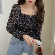 베베디 여성용 페라디II 플라워 긴팔 블라우스