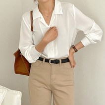 여성 링클프리 셔츠 오픈카라 긴팔 화이트 블라우스 여자 캐주얼 기본 남방 5컬러 W436