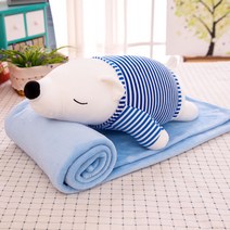 허그 쿠션 이불 흰곰 투웨이 3in1 에어컨 애니메이션 낮잠 담요 자동차 4152444045, 블루 흰곰