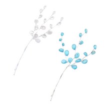 웨딩 파티 홈 장식 눈 14-16Cm 플라스틱 아크릴 비즈 + 철 와이어 20 PC를 크리스탈 버드 나뭇 가지 인공 꽃 나뭇 (10 PC를 라이트 블루 및 투명 10 PC를, 라이트 블루 & 화이트