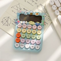 예쁜 레트로 캐릭터 귀여운 사무용 전자계산기, 10매스티커패치(랜덤), 블루