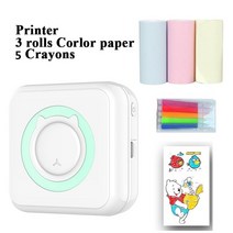 BT 미니 소형 디지털 감열식 프린터 IOS 안드로이드 스마트폰용 휴대용 즉석 프린팅 장치, 06 Green plus 3 paper