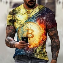 기념주화 비트코인선물 모형소품폭발적인 2022 봄과 여름 새로운 반팔 Bitcoin 3D 인쇄 된 t-셔츠 거리 동, 07 dyp-2286_06 XL