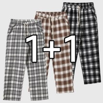 [1+1] 남녀공용 울글렌와이드 체크팬츠 (MDLP072LJ)