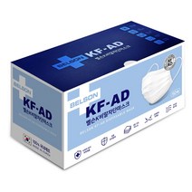 국산 덴탈마스크 KF-AD 비말차단 식약처 인증 의약외품 50매, 50매입, 3개, 화이트