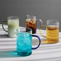 머그잔 머그컵 아이스커피컵 집들이선물 투명 홈카페 350ml 내열 카페 컬러 유리잔 유리컵 핸들, 폴리아 11-3 컬러핸들 머그(그린 350ml), 폴리아 11-3 컬러핸들 머그(그린 350ml)