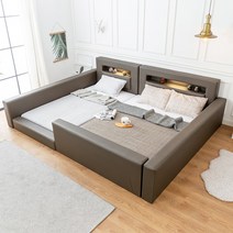 미코퍼니처 카밀라 저상형 패밀리침대 국내제작+CL라텍스독립매트리스, 둥지형_아이보리, LED