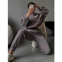 겨울 니트 후드 방한 넥워머 여성 운동복 솔리드 overtise 슬리브 스포츠 정장 가 따뜻한 까마귀 티 스웨터 하이 팬츠 플리스 2 피스 세트