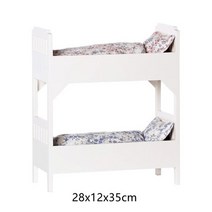 유아벙커침대 16 인형 집 모델 가구 액세서리 침구 세트가있는 나무 이층 침대 벙커침대, 2-사진으로