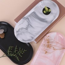 타원 마블 대리석 트레이 3color 세라믹 플레이트 받침대 쟁반, 핑크